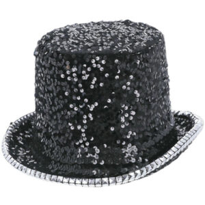 Fever Deluxe Felt & Sequin Top Hat, Black