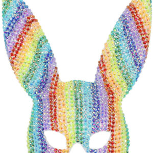 Fever Deluxe Rainbow Jewel Studded Bunny Mask