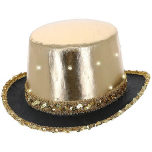 LED Light Up Metallic Top Hat, Gold