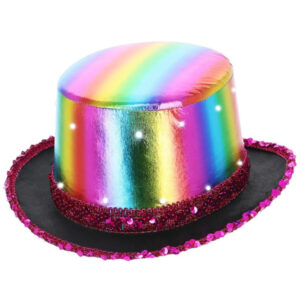 LED Light Up Metallic Top Hat, Rainbow