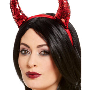 Reversible Sequin Devil Horns, Red