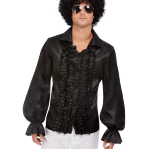 60's Ruffled Shirt, Black
