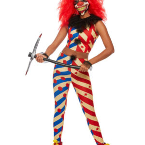 Creepy Clown Costume, Red & Blue