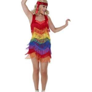 Rainbow Pride 20s Flapper Dress, Multicoloured