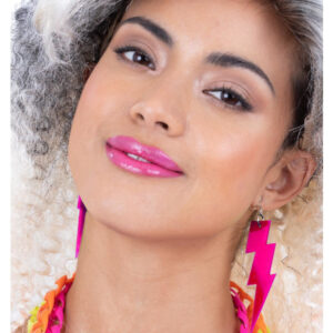 80s Neon Lightning Bolt Earrings, Pink
