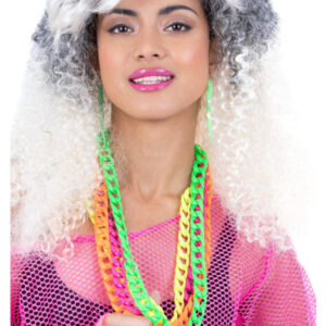 80s Neon Chain Necklaces, 4Pk