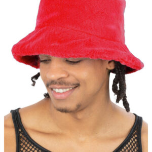 90s Red Fur Bucket Hat