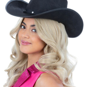 Black Cowboy Hat, Felt, with Cord