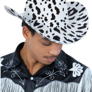 Cow Print Cowboy Hat, with Cord