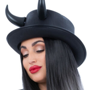 Fever Deluxe Black Devil Metallic Top Hat