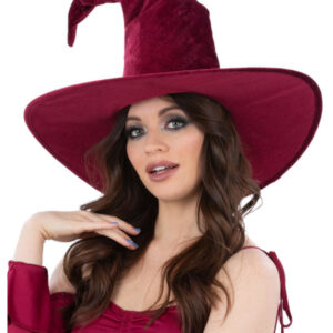 Burgundy Velour Witch Hat