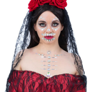 Smiffys Make-Up FX, Skull Face & Body Jewels