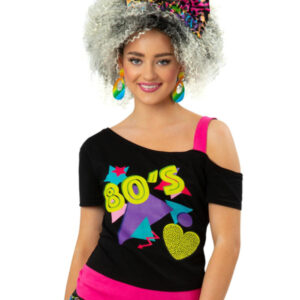 80s Off the Shoulder T-Shirt, Printed
