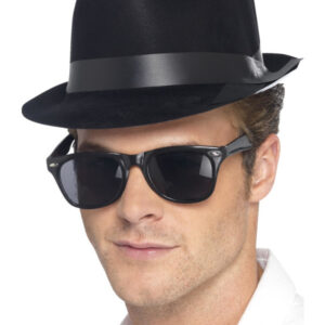 Flocked Fedora Hat, Black