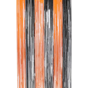 Matt Fringe Curtain Backdrop, Orange & Black