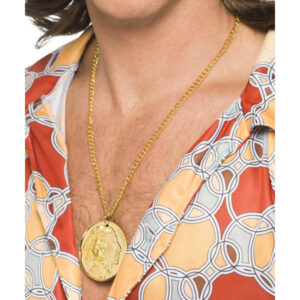 Gold Metal Medallion On Chain, Gold