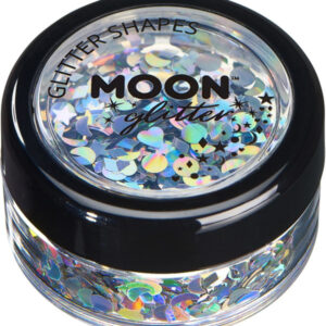 Moon Glitter Holographic Glitter Shapes, Silver