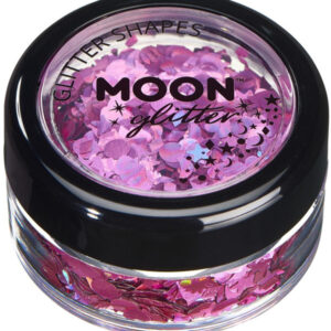 Moon Glitter Holographic Glitter Shapes, Pink