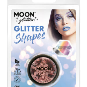 Moon Glitter Holographic Glitter Shapes, Rose Gold