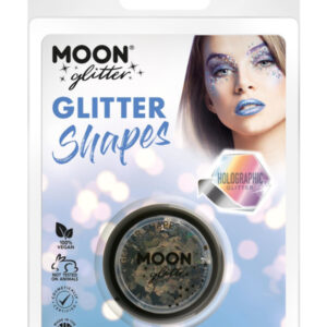 Moon Glitter Holographic Glitter Shapes, Black