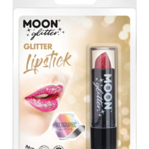 Moon Glitter Holographic Glitter Lipstick, Red