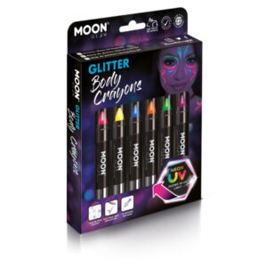 Moon Glow - Neon UV Glitter Body Crayons, Assorted