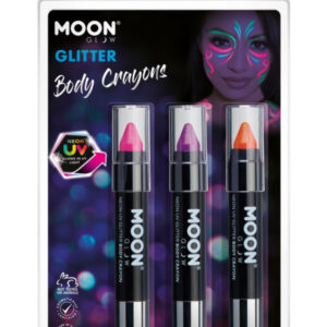 Moon Glow - Neon UV Glitter Body Crayons,